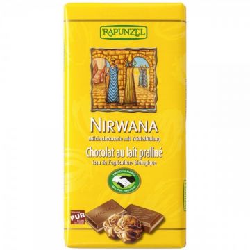 Ciocolata cu praline bio Nirwana, 100g, Rapunzel