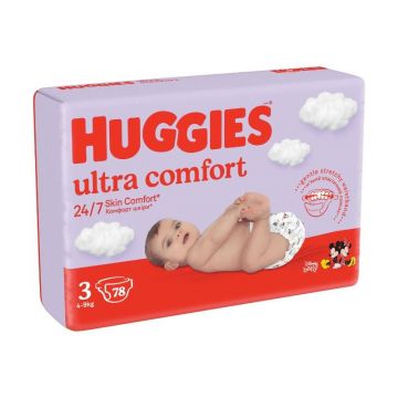 Huggies Scutece Ultra Comfort Mega, Nr.3, 4-9kg, 78 bucati