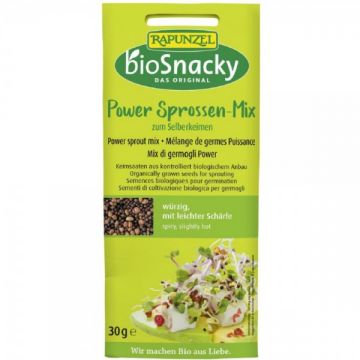 Mix de seminte bio power pentru germinat BioSnacky, 30g, Rapunzel