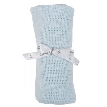 Paturica celulara din bambus 90x60 cm Comfi Love Baby Blue 844272, 1 bucata, CuddleCo