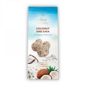 Trufe vegane cu nuca de cocos si chia 10 bucati, 100g, Nouri