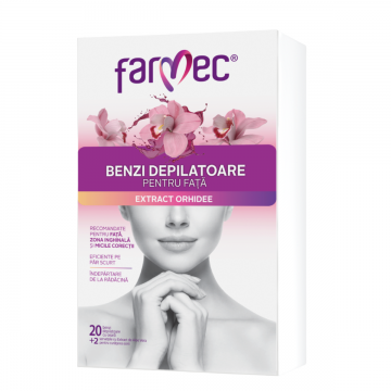 Benzi depilatoare pentru fata cu extract de orhidee, 10 x 2 bucati, Farmec