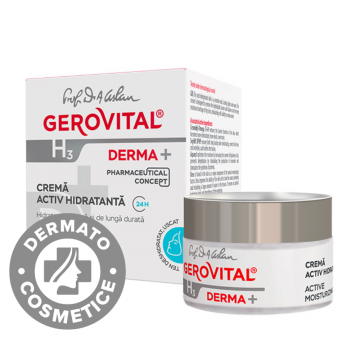 Crema activ hidratanta 24h H3 Derma+, 50ml, Gerovital