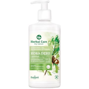 Gel intim protector cu extract de coaja de stejar+prebiotice Herbal Care, 330ml, Farmona