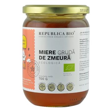 Miere de zmeura cruda ecologica, 700g, Republica Bio