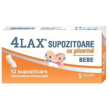 4Lax Bebe supozitoare cu glicerina pentru bebelusi 850mg - 12 bucati