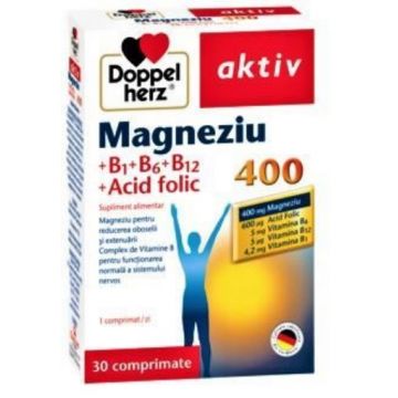 Doppelherz Aktiv Magneziu 400 + B1 + B6 + B12 + acid folic - 30 comprimate (+10 comprimate bonus)