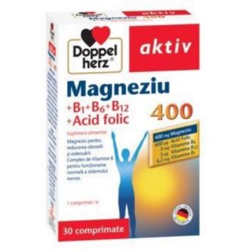 Doppelherz Aktiv Magneziu 400 + B1 + B6 + B12 + acid folic - 30 comprimate