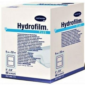 Hartmann Hydrofilm Plus plasture autoadeziv 5cm/7.2cm - 50 bucati