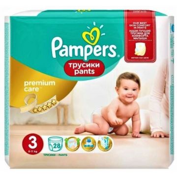 Pampers 3 (6-11kg) Premium Care pants - 28 bucati