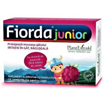 PlantExtrakt Fiorda Junior cu aroma de zmeura - 15 comprimate pentru supt