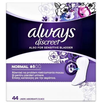 Always Discreet Liners Normal absorbante zilnice pentru incontinenta urinara - 44 bucati