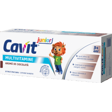 Cavit Junior cu aroma de ciocolata - 20 tablete masticabile Biofarm