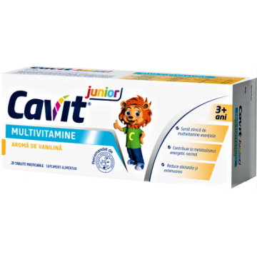 Cavit Junior Multivitamine cu aroma de vanilie - 20 tablete masticabile Biofarm