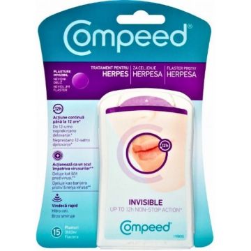 Compeed Invisible plasturi antiherpes - 15 bucati