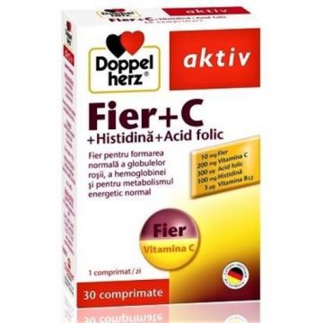 Doppelherz Aktiv Fier + vitamina C + histidina + acid folic - 30 comprimate