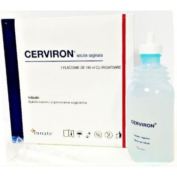 Eco Cerviron solutie vaginala - 140ml (3 flacoane + irigator)