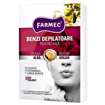 Farmec benzi depilatoare pentru fata cu ulei de argan - 20 bucati