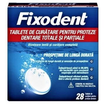 Fixodent Long Last Fresh - 28 tablete de curatare pentru proteze dentare