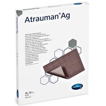 Hartmann Atrauman AG Silver comprese cu unguent neutru si ioni de argint 10cm/10cm - 3 bucati