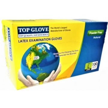 Manusi pentru examinare din latex, nepudrate L - 100 bucati Top Glove