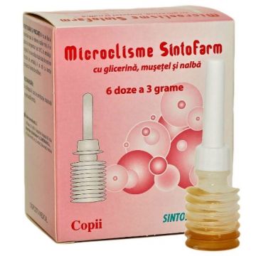 Microclisme cu glicerina, musetel si nalba pentru copii - 6 bucati Sintofarm