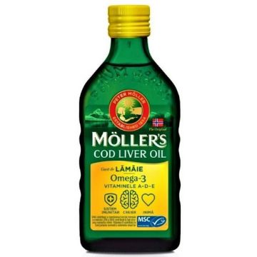 Mollers Cod Liver Oil Omega 3 cu aroma de lamaie - 250ml