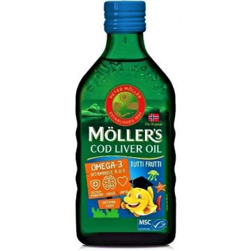 Mollers Cod Liver Oil Omega 3 cu aroma de tutti frutti - 250ml