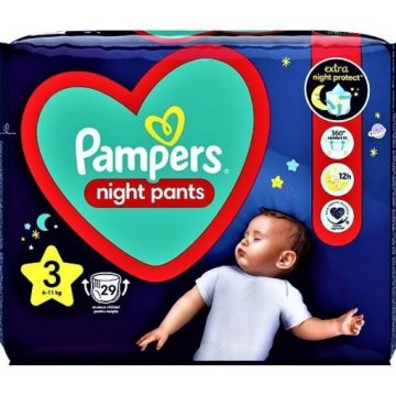 Pampers 3 (6-11kg) Night Pants - 29 bucati