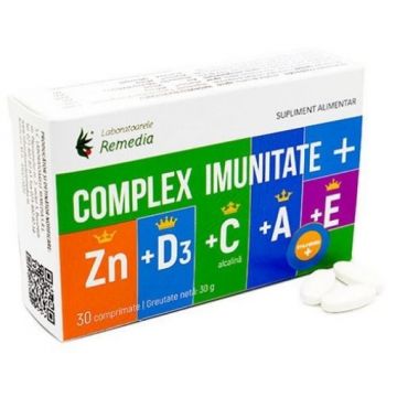 Remedia Complex Imunitate plus Zn si vitaminele D3, C, A, E - 30 comprimate