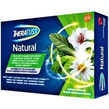 Theratuss Natural cu zmeura - 16 comprimate de supt