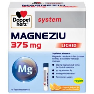 Doppelherz System Magneziu 375mg lichid - 10 flacoane unidoze