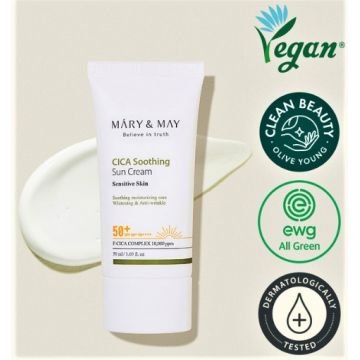 mary and may cica soothing sun cream spf50+ pa++++ 50ml