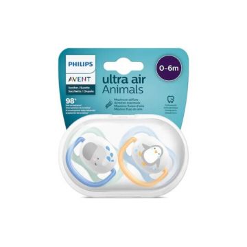 Avent SCF080/05 Suzete ultra air, design figurine, baieti, 0-6 luni, 2 bucati