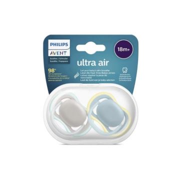 Avent SCF349/010 Ultra Air, Suzeta ortodontica, 18 luni, neutru, 2 bucati