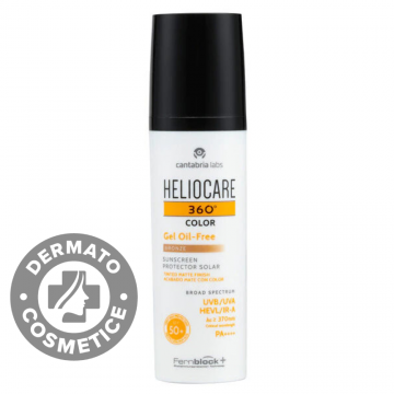 Gel Oil-Free cu pigment de colorare si efect matifiant SPF 50+ Bronze Heliocare 360, 50ml, Cantabria Labs