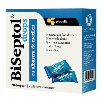 Biseptol dropsuri cu albastru de metilen, 100g, Dacia Plant