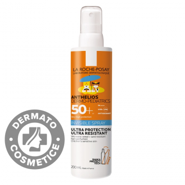 Spray invizibil cu protectie solara pentru copii SPF 50+ fata si corp ultra rezistent la apa Dermo-Pediatrics Anthelios, 200ml, La Roche-Posay