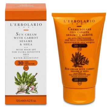 L'Erbolario Crema Sun cu morcov + susan si karite SPF30, 125ml