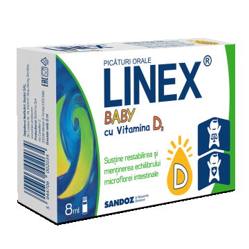 Linex Baby cu vitamina D3, 8ml, Sandoz