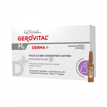 Fiole cu ser concentrat antirid H3 Derma+, 10 fiole x 2 ml, Gerovital