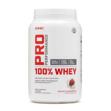 Proteina din zer cu aroma de capsuni Pro Performance, 845g, GNC