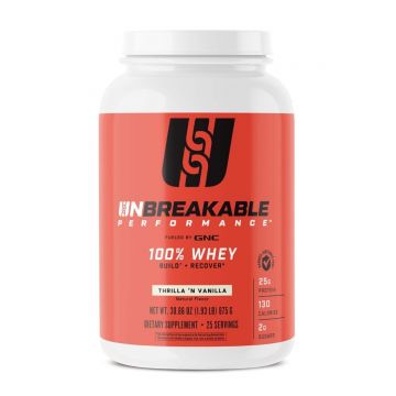 Proteina din zer cu aroma de vanilie UnBreakable Performance™ 100% Whey, 875g, GNC