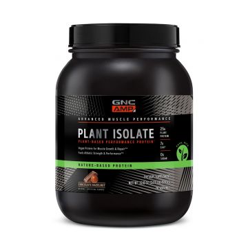 Proteina vegetala cu aroma de ciocolata si alune AMP Plant Isolate, 929.6g, GNC