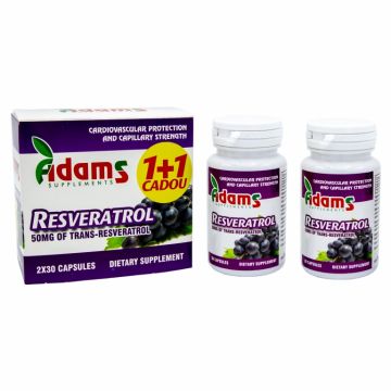 Pachet Resveratrol 50mg 2x30cps - ADAMS SUPPLEMENTS