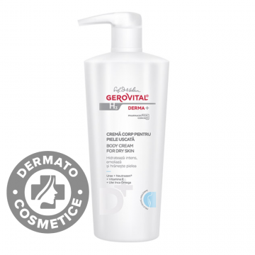 Crema corp pentru piele uscata H3 Derma+, 500ml, Gerovital