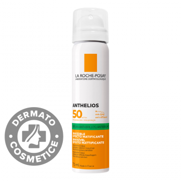 Spray invizibil matifiant cu protectie solara SPF 50 pentru ten gras si sensibil Anthelios, 75ml, La Roche-Posay