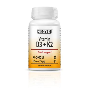 Vitamin D3 + K2, 30 capsule, Zenyth