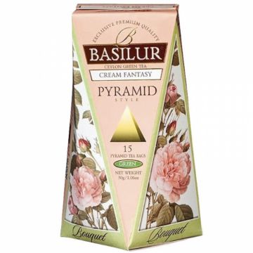 Ceai verde ceylon Bouquet cream fantasy piramide 15dz - BASILUR