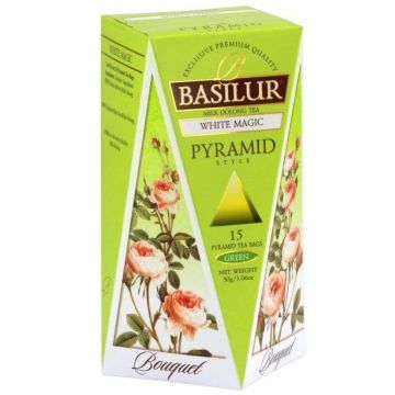 Ceai verde milk oolong Bouquet white magic piramide 15dz - BASILUR